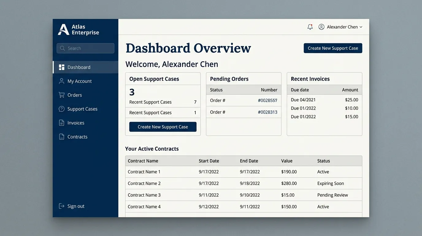 Accessible Customer Portal UI Mockup